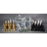 A Collection of Various Chess Pieces, Vintage and Later Marbles etc