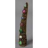 An Eastern Silver Filigree Posy Holder, with Jewelled Mounts, Blue Stones Test as Sapphire