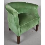 A Late Victorian/Edwardian Buttoned Upholstered Ladies Tub Armchair