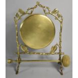 A Late 19th /Early 20th Century Brass Table Gong with Hammer, Set on Naturalistic Branch Style