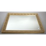 A Rectangular Gilt Framed Wall Mirror with Bevelled Glass and Moulded Frame, 103x74cm