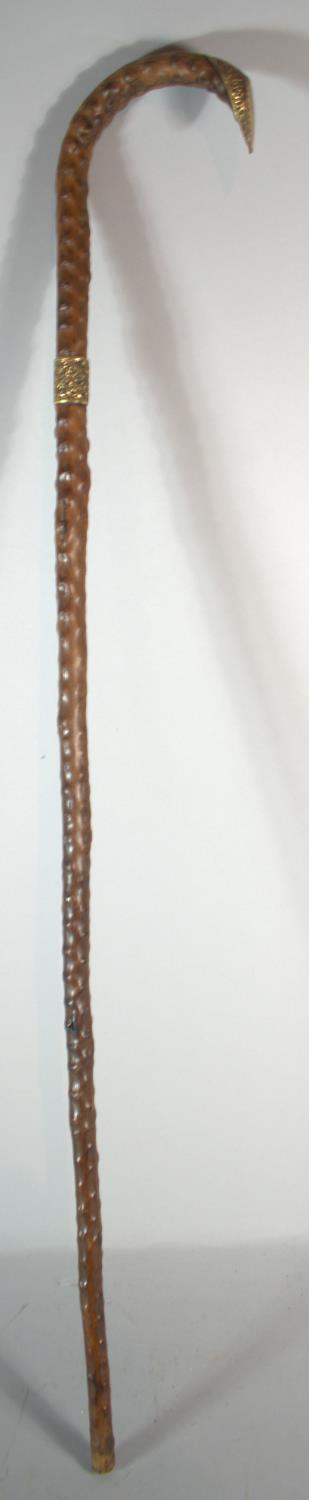 A Late 19th/Early 20th Century Thornwood Walking Stick with Gilt Metal Mounts, 85cms Long