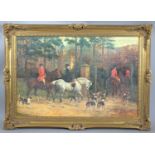 A Gilt Framed Textured Hunting Print after Heywood Hardy "Returning Home After A Good Day",