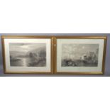 A Pair of Gilt Framed Monochrome Framed Prints, "Tintern Abbey, Moonlight on the Wye" and "