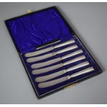 A Cased Set of Six Silver Handled Butter Knives, Sheffield 1919