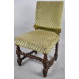 An Edwardian Cut Moquette Side Chair with Barley Twist Stretchers