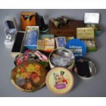 A Collection of Curios to Include Opera Glasses, Wrist Watch, Playing Cards, Radio, Musical Box,