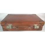 A Vintage Leather Suitcase, 52cm wide