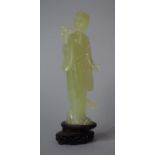 A Jade Study of Guanyin, Has Been Glued to Unrelated Stands, 18cms High