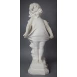 A Plaster Figural Study of a Young Girl Stood on Plinth, 58cm High