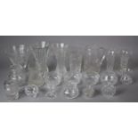 A Collection of Cut Glass Vases, Jugs, Lidded Pots, Perfume Vial etc