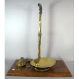 A Late 19th Century Set of Avery Brass Pan Scales on Rectangular Wooden Plinth, Complete with