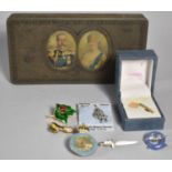 A 1935 Jubilee Tin Containing Enamelled RAF Comforts Committee Voluntary Worker Badge, Enamelled