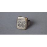 An Early White Metal Signet Ring, Stamped to Inner Shank and Monogrammed M A P, Size F