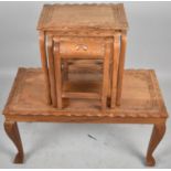 A Far Eastern Nest of Three Small Tables Together with a Rectangular Coffee Table, 79cm wide