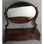 A Mahogany Dressing Table Mirror on Plinth Base with Three Drawers and Having Oval Glass, 51cm Wide