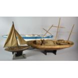 A Three Wooden Model Pond Yachts