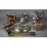 A Collection of Metalwares to include Miniature Brass and Copper Coal Scuttle, Kettle Etc