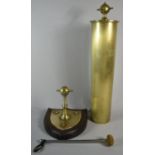 A Military Officers Mess Wall Mounting Cylindrical Gong with Mounts in the Form of Naval Mines and