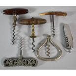 A Collection of Five Corkscrews and a Multitool Knife