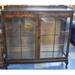 A Mid 20th Century Mahogany Glazed Bookcase on Short Cabriole Legs and Raised Gallery Back, 123cm