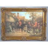 A Gilt Framed Sporting Print After Heywood Hardy, "The Meet", 74cm Wide