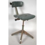 A Vintage Metal Industrial Swivel Chair, Backrest in Need of Some Attention