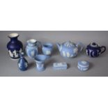 Nine Pieces of Various Jasperware to Include Dudson Hanley Jasperware Vase, Wedgwood Teapot, Vase,