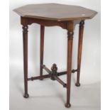 An Edwardian Octagonal Occasional Table on Turned Supports and Stretchers, 69cm High