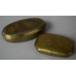 Two 19th Century Brass Oval Tobacco Boxes, One Engraved with Rampant Lion, J Warler, The Other