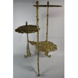 An Oriental Brass Offset Three Shelf Plant Stand, 76cm high