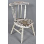 A Part Painted Child's Circular Seated Spindled Back Chair