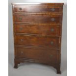 A Mid 20th Century Crossbanded Chest of Five Graduated Long Drawers, Bracket Feet, 74cm Wide