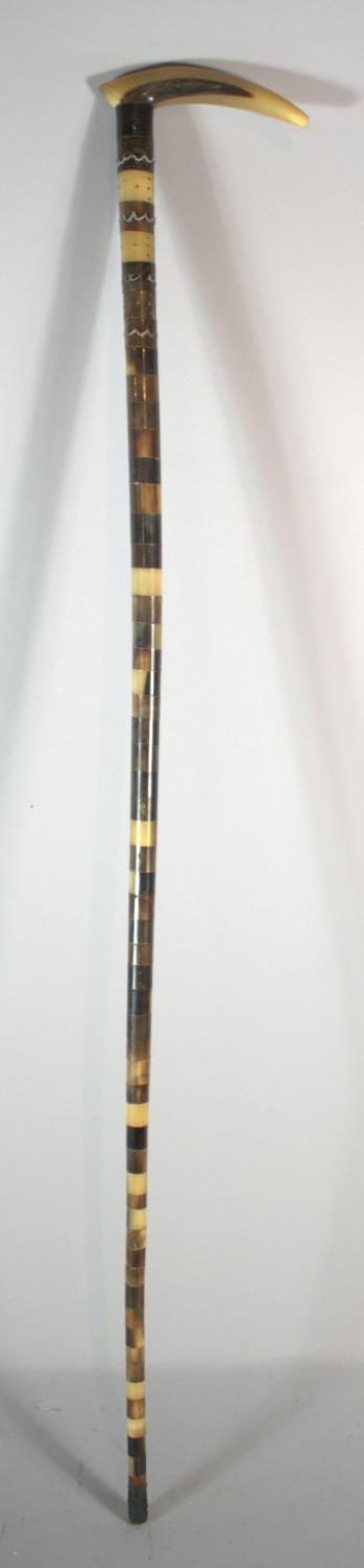 A Vintage Sectional Horn Walking Cane, Probably Anglo Indian, 94cms Long