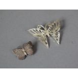 A Charles Horner Style Butterfly Brooch Together with a Similar Silver Example