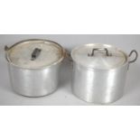 Two Large Circular Aluminium Cooking Pans, 32cm Diameter