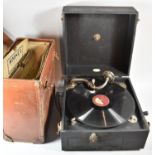 A Vintage Cased Perfectone Windup Gramophone Players Together with a Small Collection of 78rpm
