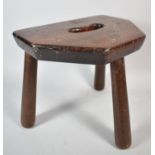 A Vintage Mahogany Three Legged Stool, 30.5cm Wide and 28.25cm High