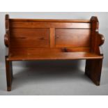 A Late Victorian Pitch Pine Double Pew with Stencilled number "10", 122cm wide