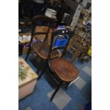 A Pair of Vintage Bentwood Chairs, Stretcher AF
