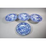 A 19th Century Blue and White Transfer Printed Plate Together with Three Copland Spode Italian