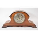An Edwardian Walnut Mantle Clock with Eight Day Movement (Missing Pendulum and Key), 48cm wide