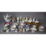 A Collection of Ceramics to include Teapot, Faience Lidded Pot,Fruit Patterns Teacups and Saucers,