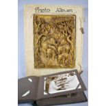 A Mid 20th Century African Photo Album with Handmade Paper and Moulded Resin Front Depicting
