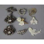 A Collection of Pretty Costume Jewellery to Include Paste and White Metal Buckle, Silver and White