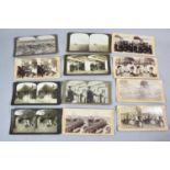 A Collection of 12 Monochrome Stereoscopic Cards to Include New York, A Spanking Good Time,