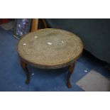 A Brass Benares Tray Top Set on Unrelated Stand, 59.5 cm Diameter