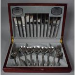 A Modern Mahogany Cased Canteen of Viners Stainless Steel Cutlery, c.1970/80