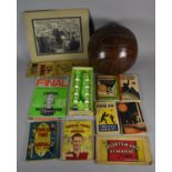 A Collection of Various Football Ephemera to Include Reproduction Manchester Leather Effect