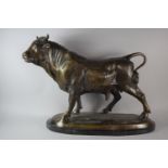 A Large Bronze Model of a Bull After Isidore Joules Bonheur, set on oval marble Plinth 55cm long